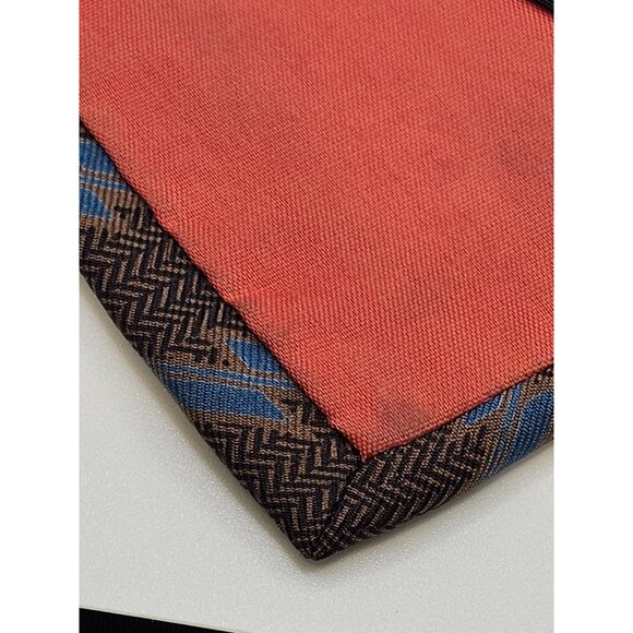 Yves Saint Laurent Silk Brown & Blue Geometric Patterned Tie - Picture 9 of 15